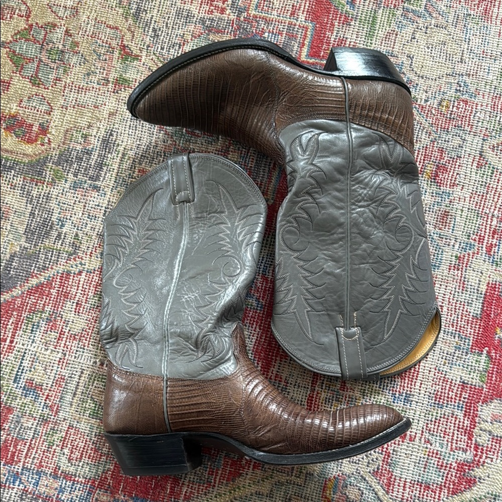 Nocona Two-Tone Cowboy Boots in Brown and Gray